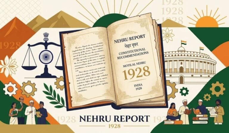 Nehru Report 1928 draft recommendations and Motilal Nehru committee summary